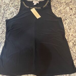 Chic Black Tank Top with Gold Chain Detail